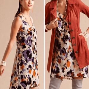 Cabi Radiant Velvet Burnout Slip Dress small Muti Color Tunic Layered high-low